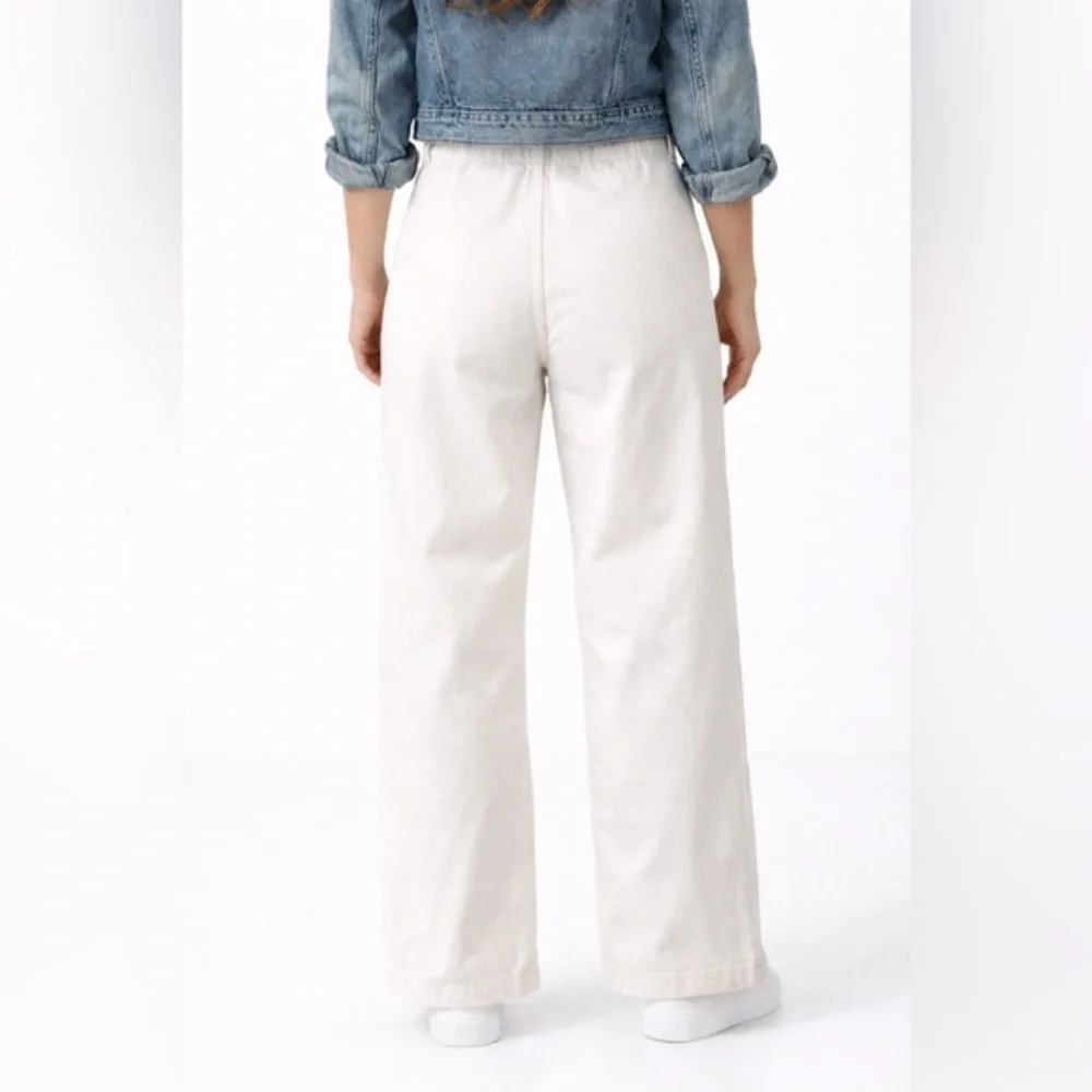 Lands' End White high waisted wide leg bare back jeans size 10 - Picture 1 of 7